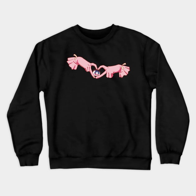 Oshi no Ko Ai Hoshino hand poses that form a Heart while performing on Stage (transparent) Crewneck Sweatshirt by Animangapoi